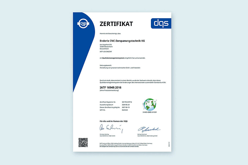 Zertifikat IATF Enderle